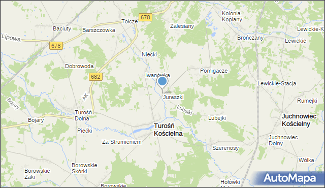 mapa Juraszki, Juraszki na mapie Targeo